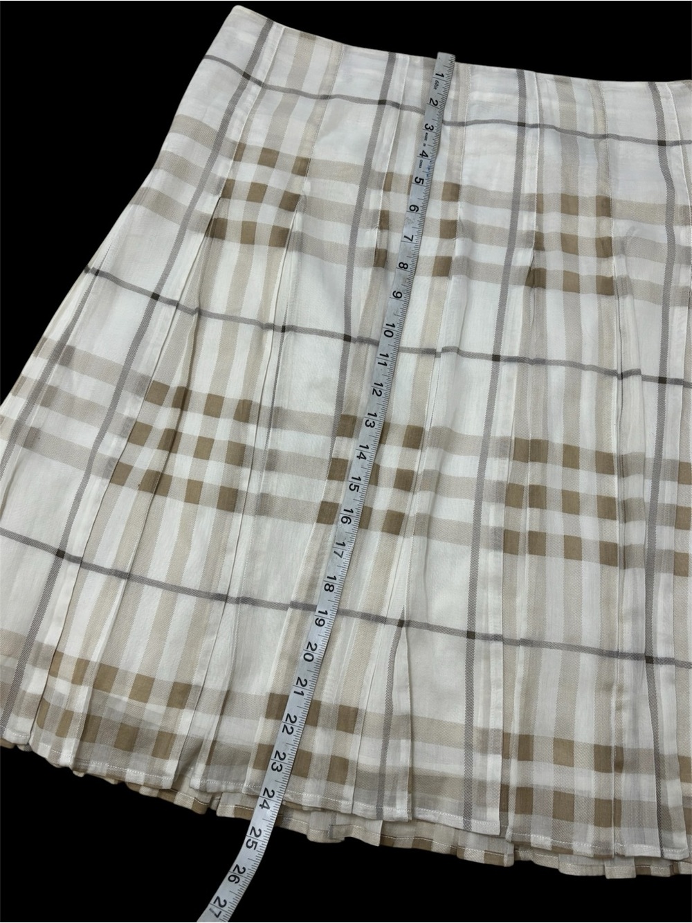 Burberry London 100% Cotton Knee Length Pleated Skirt Sz 8 Novacheck Plaid - Picture 12 of 16